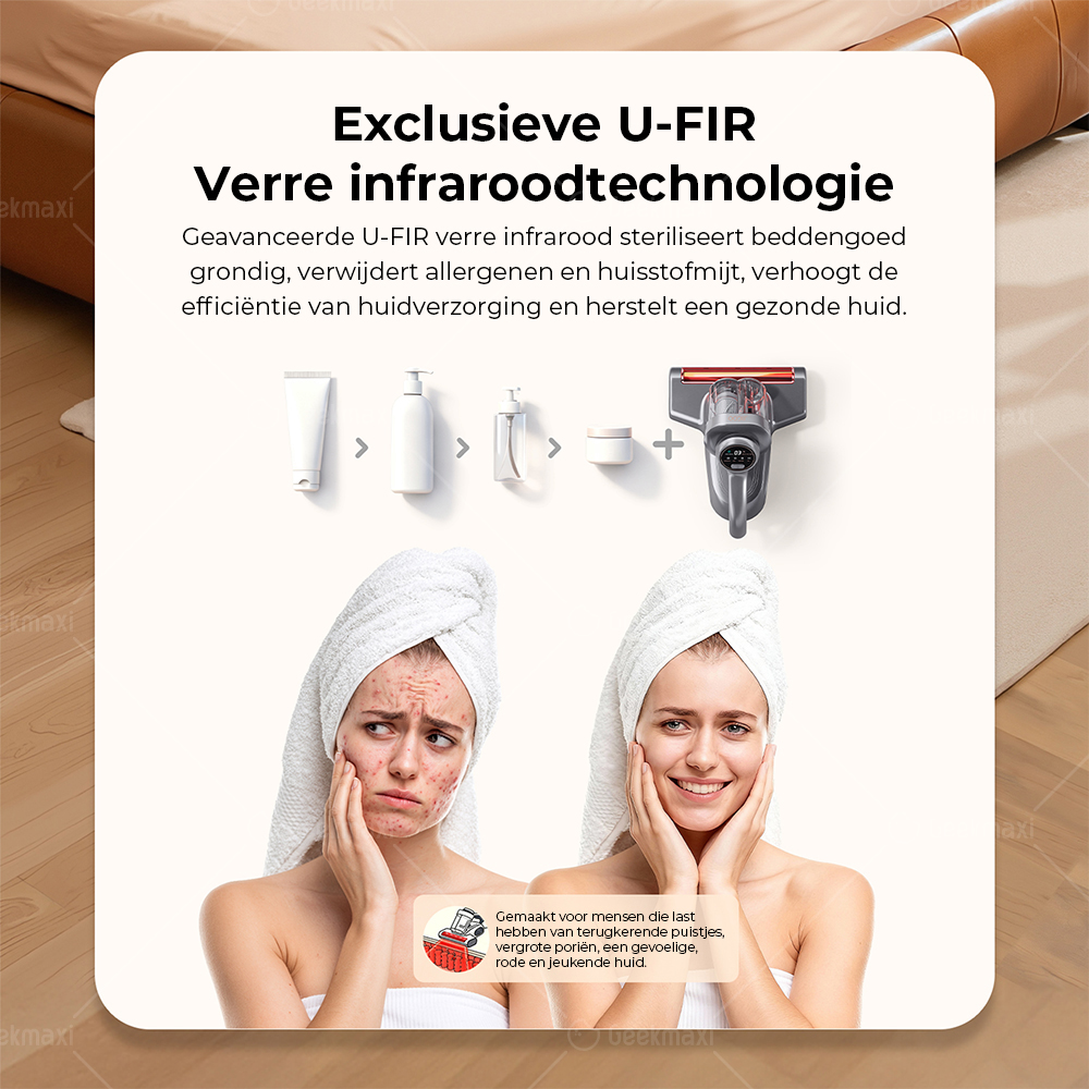JIGOO J300 Pro Smart Dual-Cup Matrasstofzuiger, 14 kPa Zuigkracht, Diepe U-Fir Sterilisatie, UV-licht - Grijs