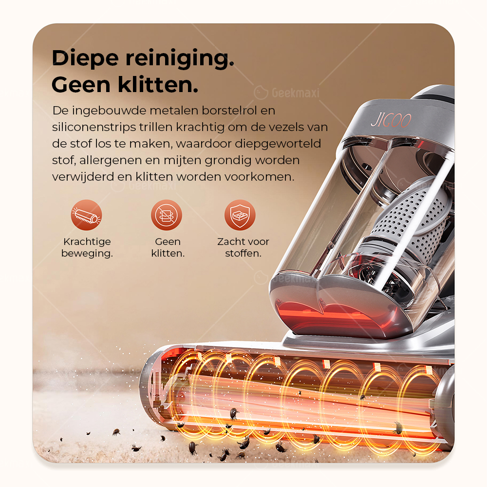 JIGOO J300 Pro Smart Dual-Cup Matrasstofzuiger, 14 kPa Zuigkracht, Diepe U-Fir Sterilisatie, UV-licht - Grijs
