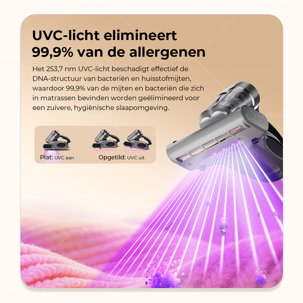 JIGOO J300 Pro Smart Dual-Cup Matrasstofzuiger, 14 kPa Zuigkracht, Diepe U-Fir Sterilisatie, UV-licht - Grijs