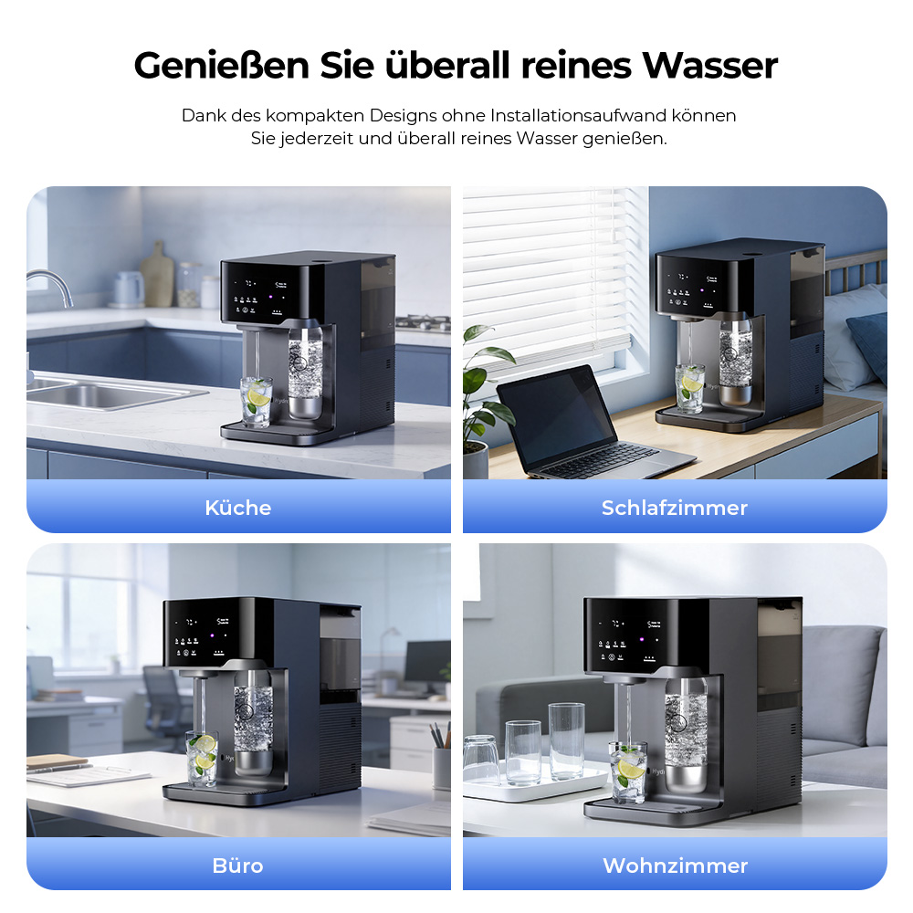 Hydrofast C300 RO-Tischwasserfilter – Eis- & Sprudelwasser, UV, 6-stufige Filtration