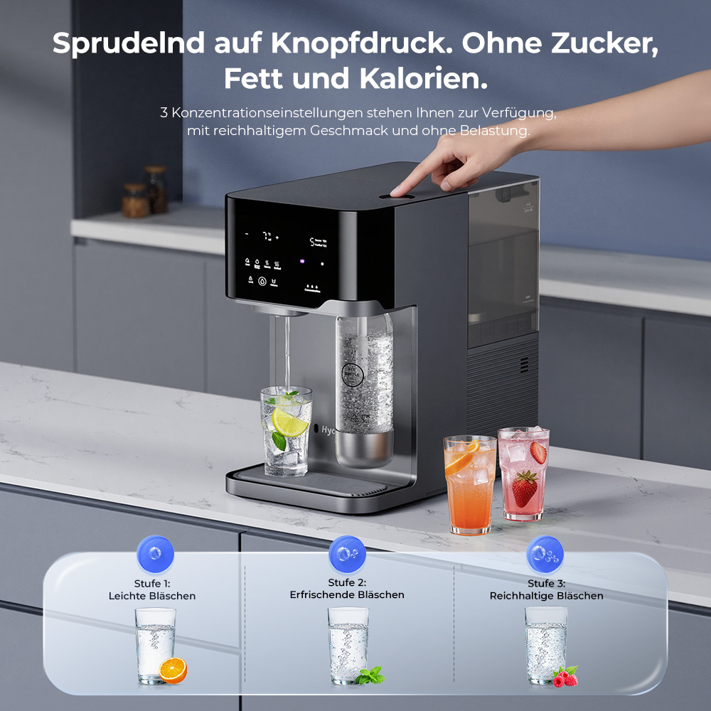 Hydrofast C300 RO-Tischwasserfilter – Eis- & Sprudelwasser, UV, 6-stufige Filtration