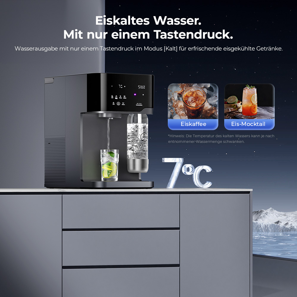 Hydrofast C300 RO-Tischwasserfilter – Eis- & Sprudelwasser, UV, 6-stufige Filtration