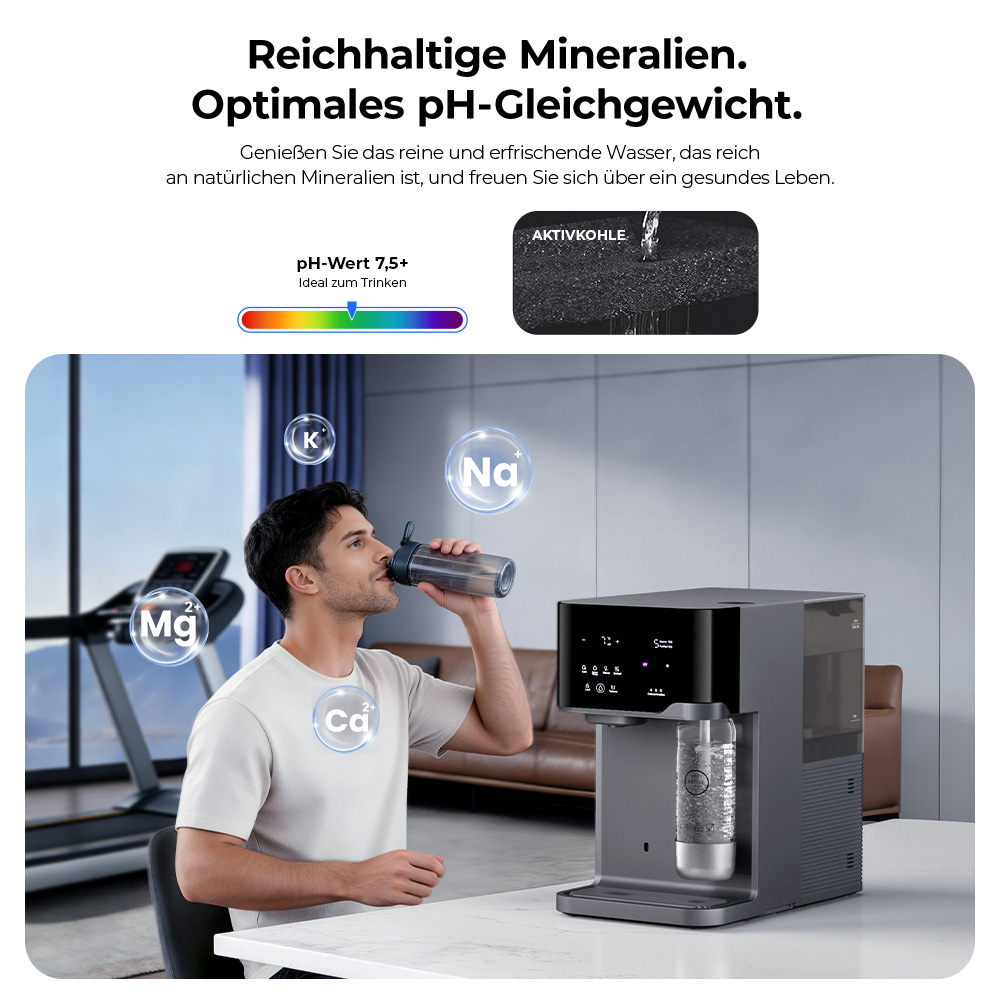 Hydrofast C300 RO-Tischwasserfilter – Eis- & Sprudelwasser, UV, 6-stufige Filtration