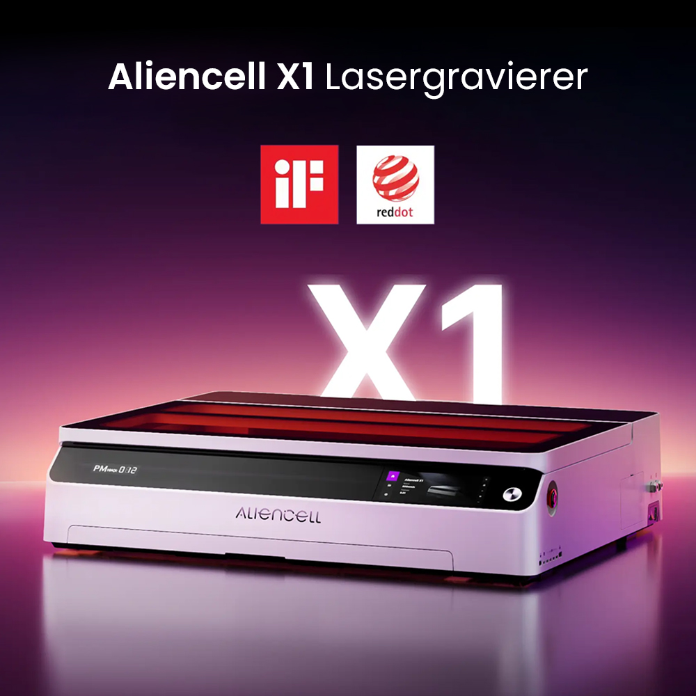 Aliencell X1 40W Desktop Diodenlasergravierer + Luftpumpe, 600mm/s Geschwindigkeit, 0.08×0.1mm Spot - Weiß