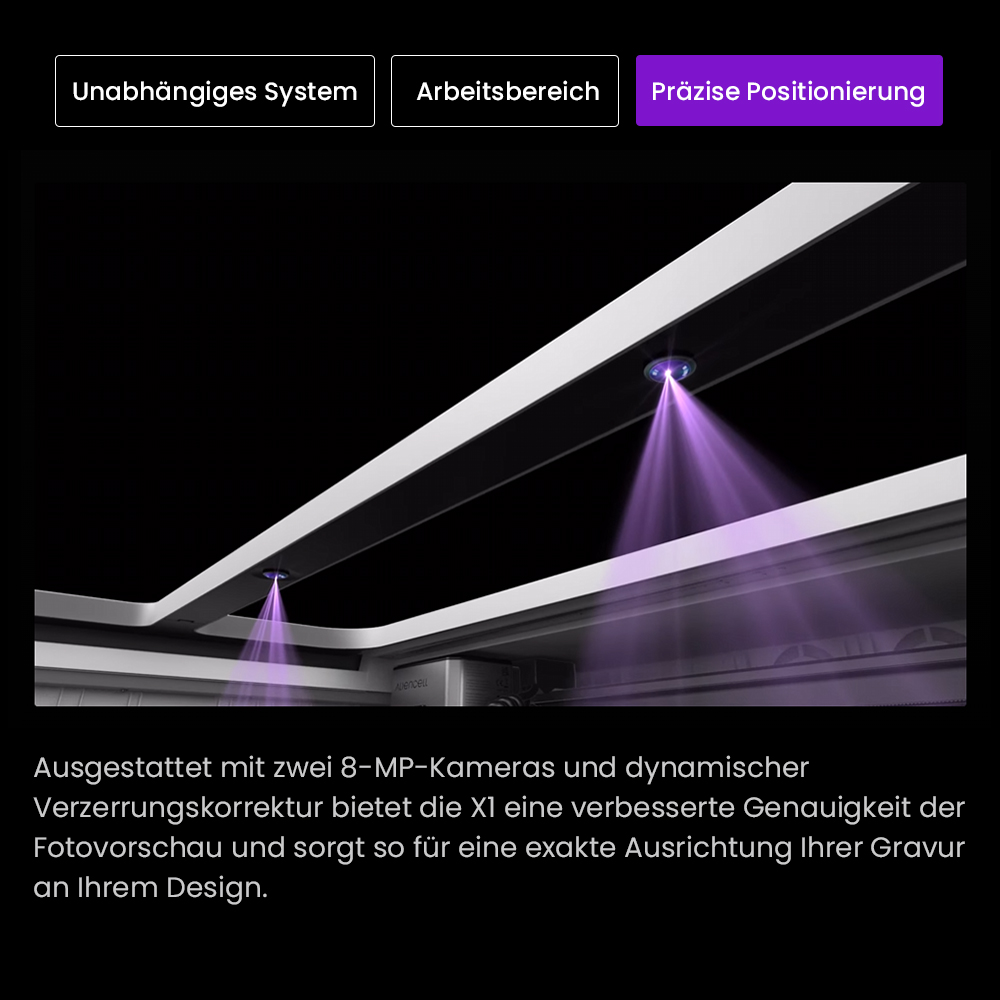 Aliencell X1 40W Desktop Diodenlasergravierer + Luftpumpe, 600mm/s Geschwindigkeit, 0.08×0.1mm Spot - Weiß