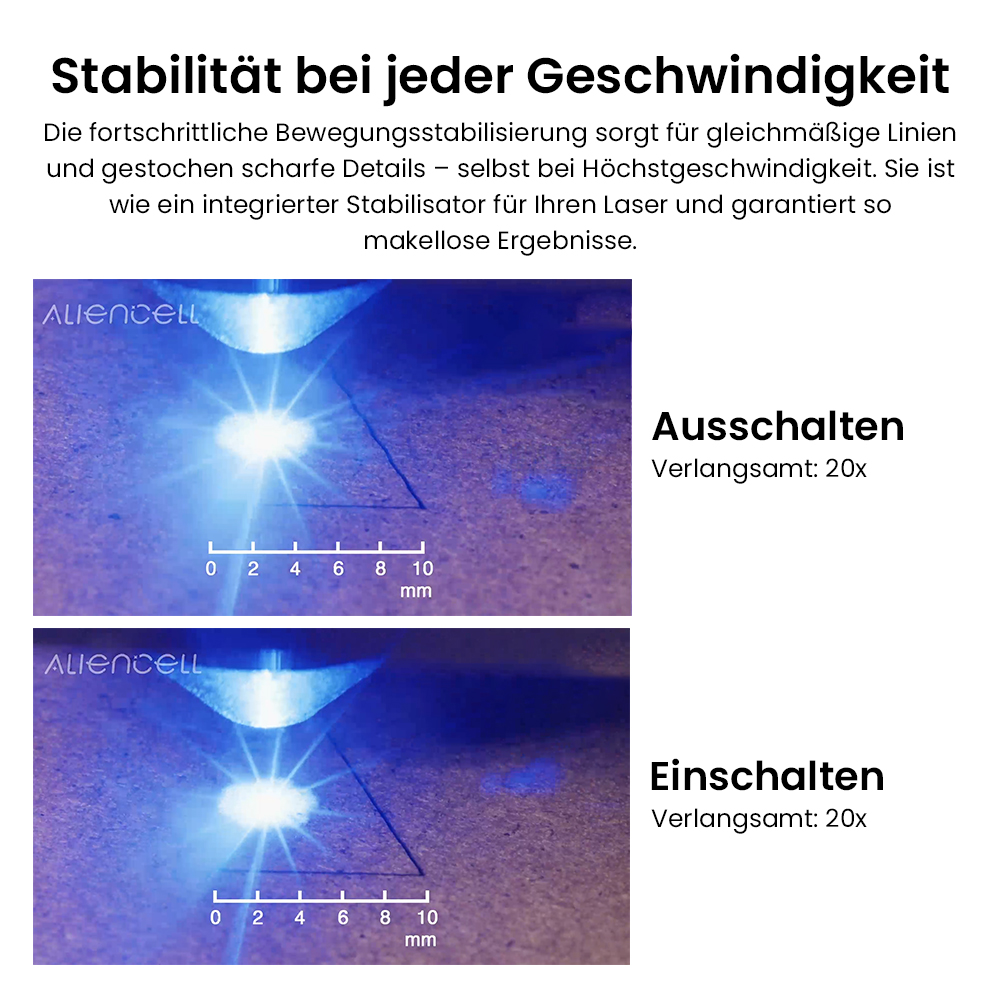 Aliencell X1 40W Desktop Diodenlasergravierer + Luftpumpe, 600mm/s Geschwindigkeit, 0.08×0.1mm Spot - Weiß