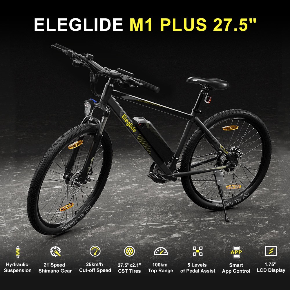 Eleglide M1 PLUS Electric Moped Bike with App Control, 27.5*1.8 Inch Tires, 36V 12.5AH 250W