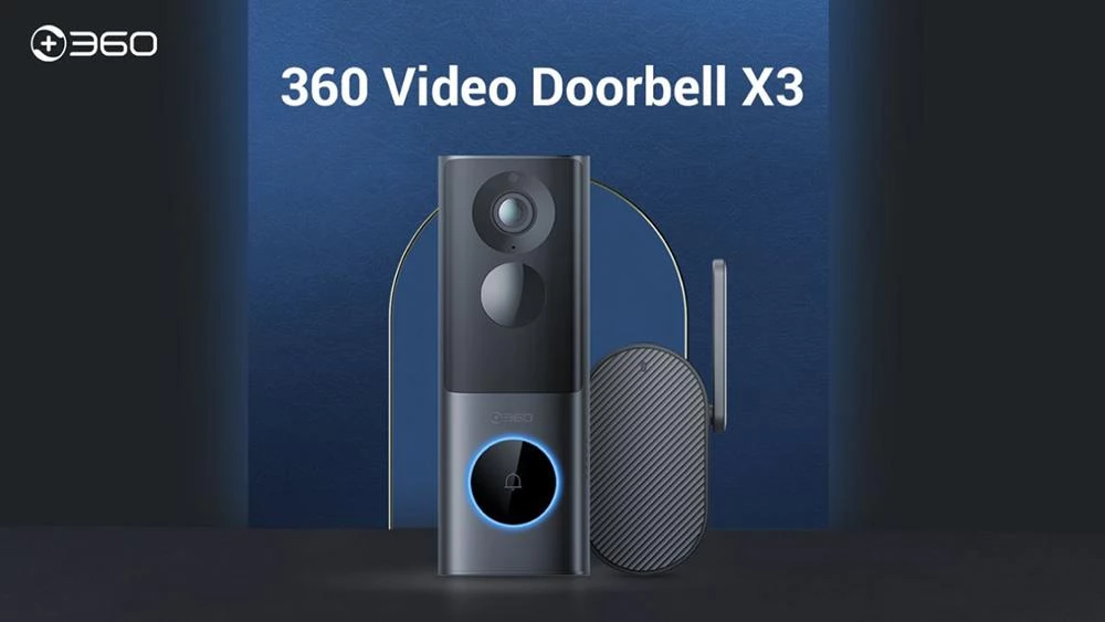 360 Video Doorbell X3 5MP Camera, 8GB Storage Radar Sensor Night Vision Anti-theft Automatic Siren, 5000mAh Battery