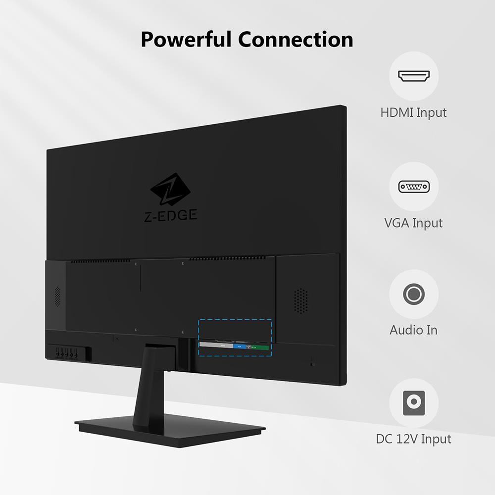 Z-Edge U24I Monitor 24 Full HD 1080 Display, 1920*1080 LED Monitor, 178 Degree Wide Angel View, Eye-Care Tech