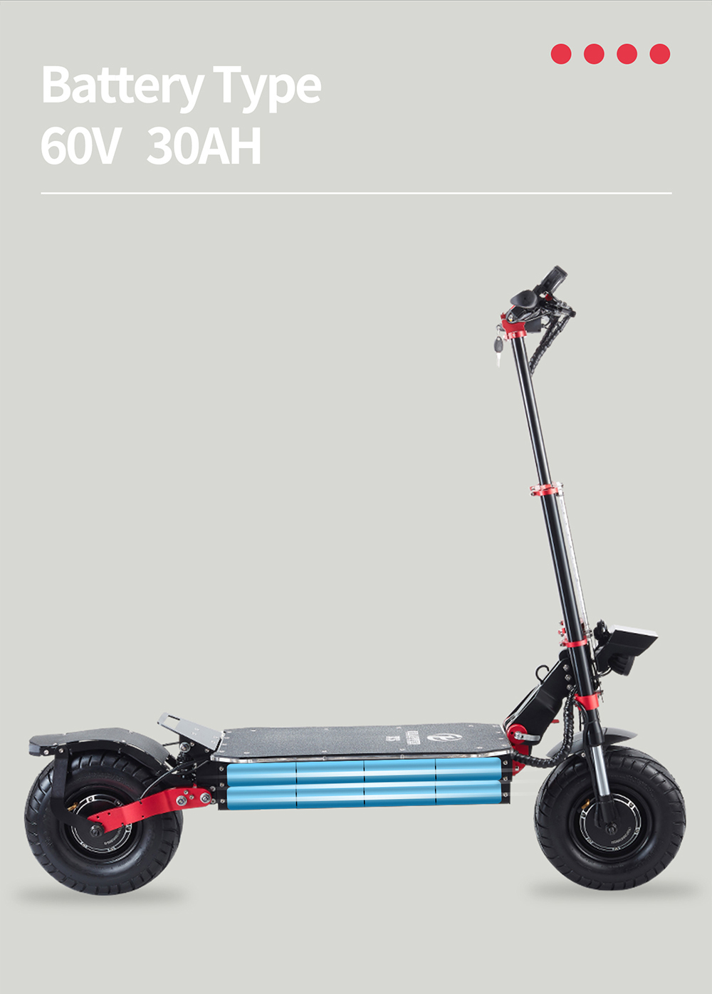 OBARTER X5 13 Off-road Tyre Foldable Electric Scooter Max Range 75KM Oil Disc Brake - 2800W x2 Motor & 60V 30Ah Battery