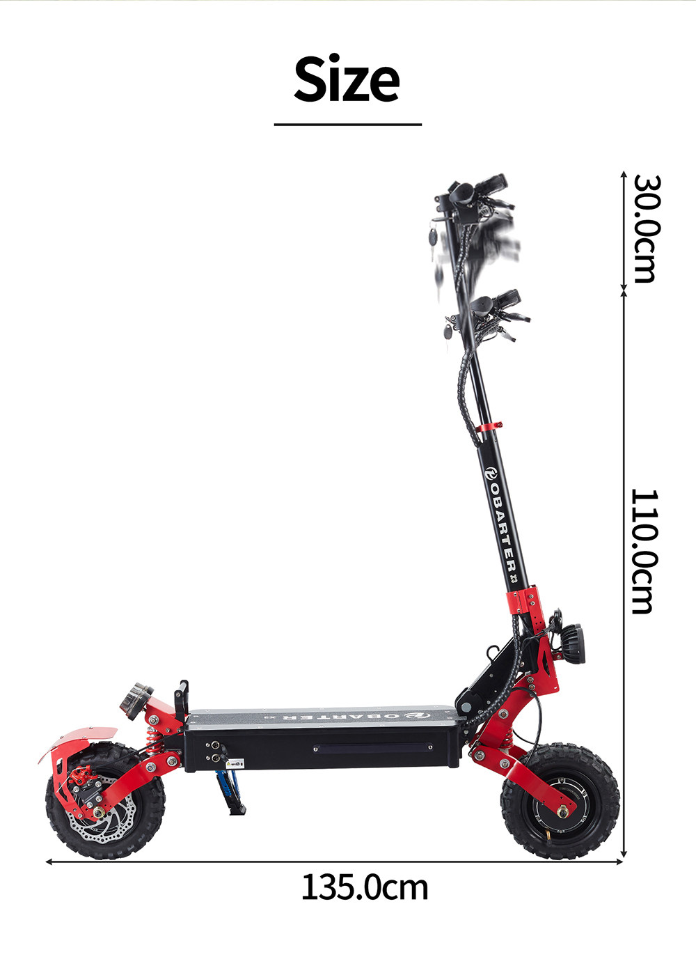 Obarter X3 11 Inch band opvouwbare elektrische scooter - 2400W borstelloze motor & 48V 21Ah batterij