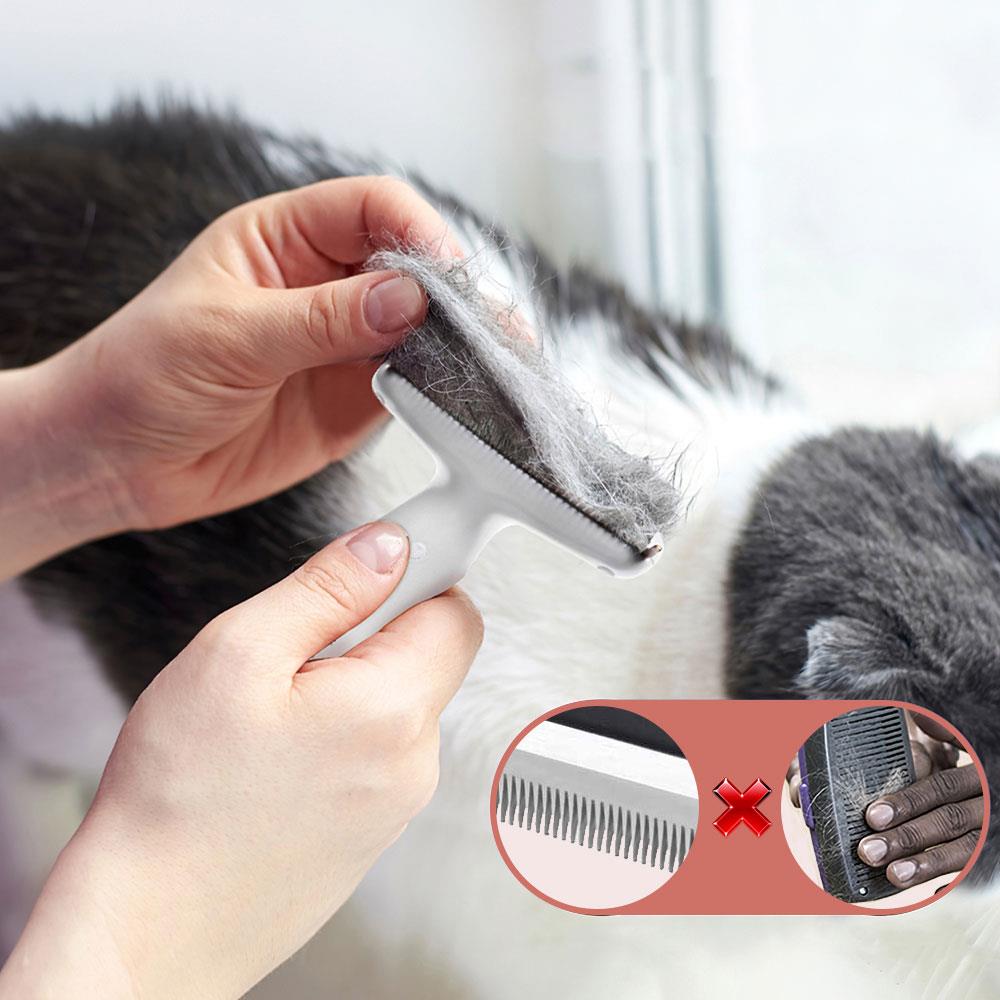 Fluffee Pet Hair Comb met drie verwisselbare kammen (0,8 mm, 1,0 mm, 1,5 mm) - Mat wit