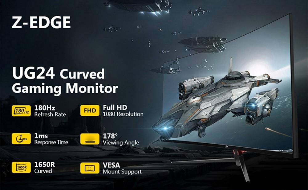 Z-Edge UG24 24 Curved Gaming Monitor 180Hz Refresh Rate, 1ms MPRT FHD 1080 AMD Freesync