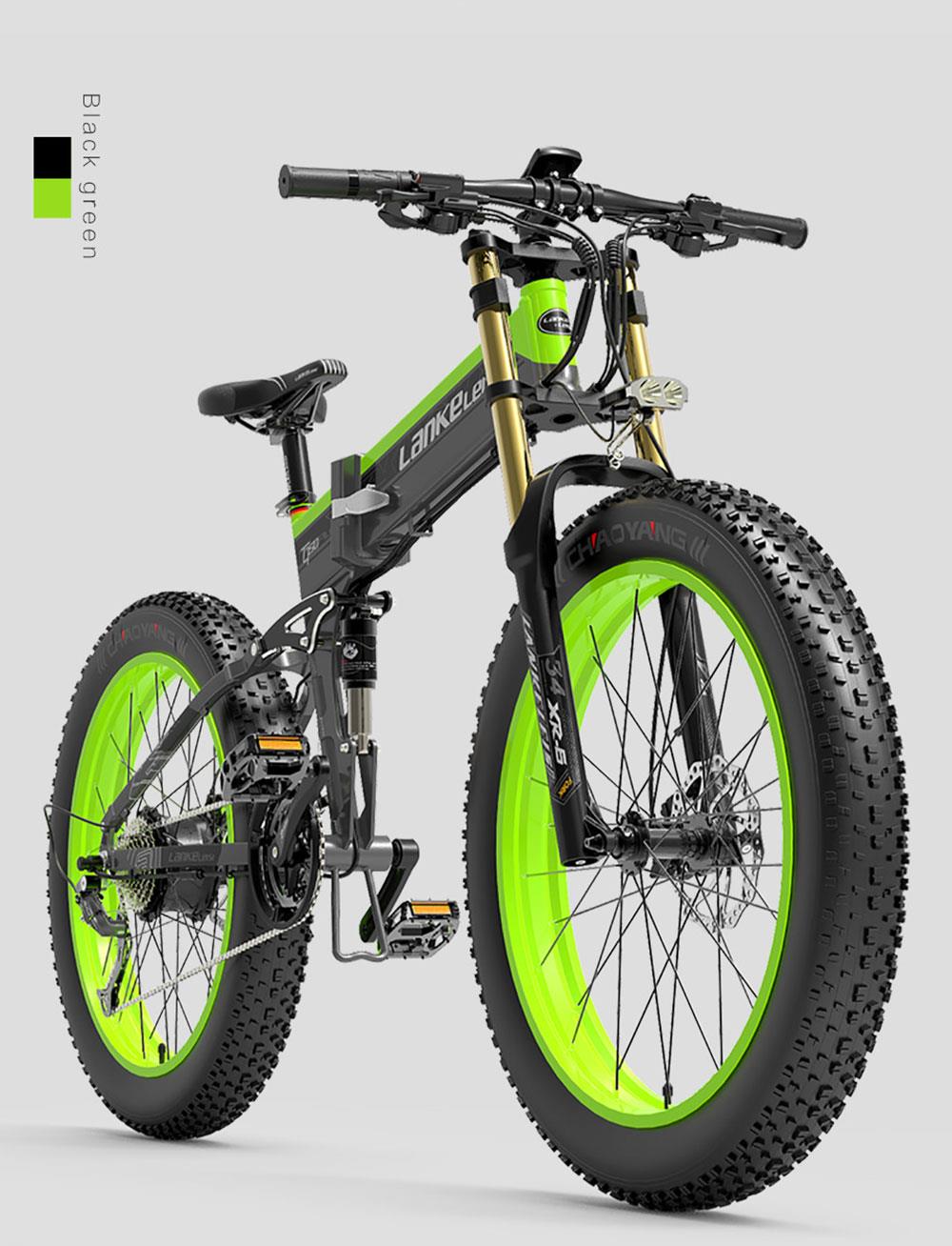 LANKELEISI T750 Plus 26*4.0 Inch Fat Tire Foldable Electric Bike - 48V 1000W Motor & 17.5Ah Lithium Battery
