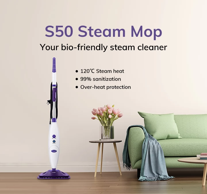 EASINE by ILIFE S50 1300W Wired Steam Mop 450ml Water Tank 10 Levels Adjustable 120 Degree Celsius High-Temperature