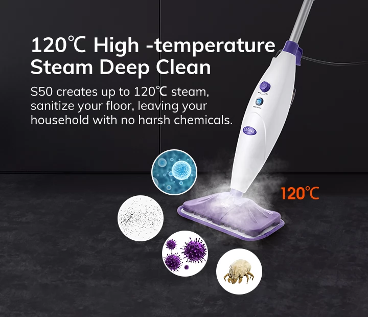 EASINE by ILIFE S50 1300W Wired Steam Mop 450ml Water Tank 10 Levels Adjustable 120 Degree Celsius High-Temperature