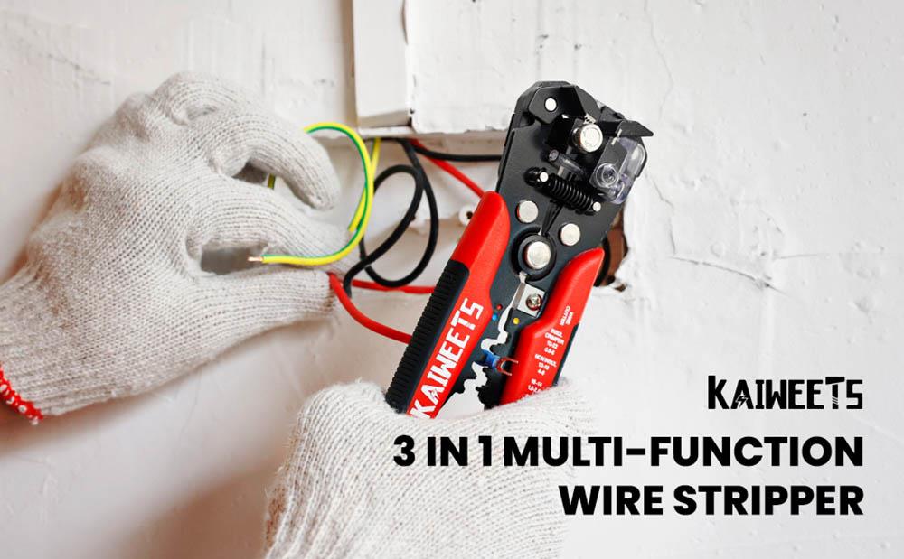 KAIWEETS KWS-103 Multifunktionale automatische Abisolierzange mit TPR-Griff, zum Schneiden und Crimpen von Kabeln und Kontakten