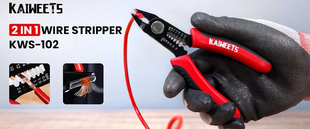 KAIWEETS KWS-102 2 in 1 draadschaar, 6-inch flush tang kabel strippen gereedschap met TPR handvat