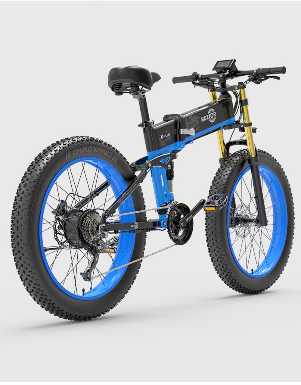 BEZIOR X-PLUS Mountain Electric Bike, 1500W Motor, 48V 17.5Ah Battery, 26*4.0 Tire, 40 km/h Max Speed -Blue