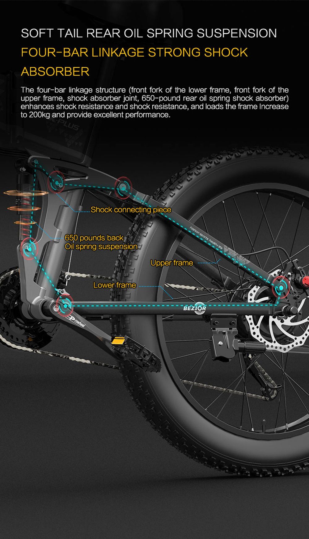 BEZIOR X-PLUS Mountain Electric Bike, 1500W Motor, 48V 17.5Ah Akku, 26*4.0 Reifen, 40 km/h Höchstgeschwindigkeit - Rot