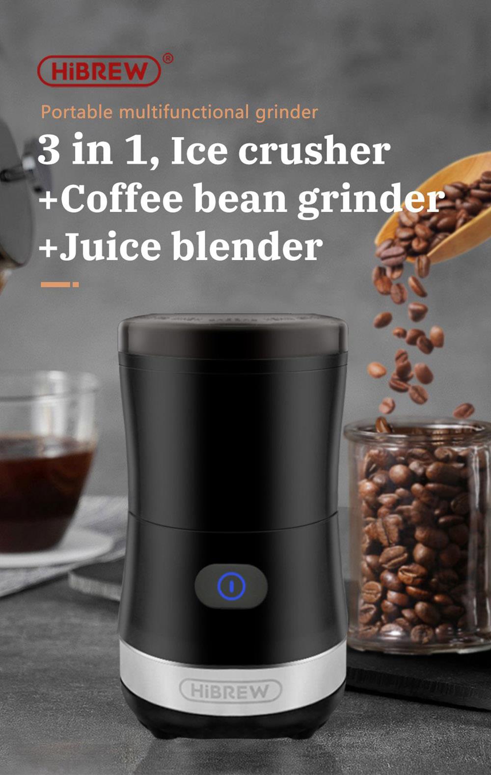 HiBREW 70W Portable Coffee Bean Grinder Blender, DC 5V USB Rechargeable Coffee  Grinding Machine, 350ml Single Cup 