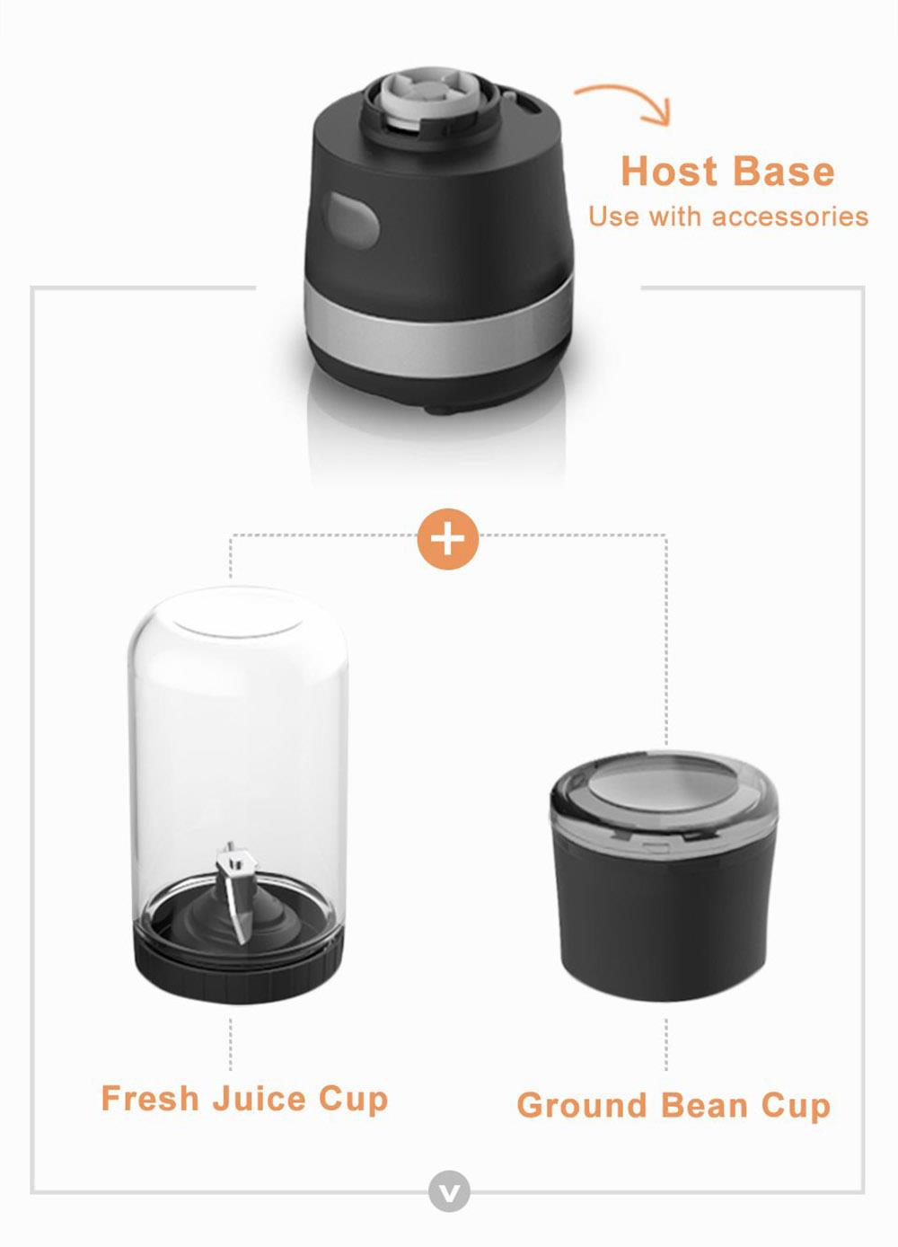 HiBREW 70W tragbare Kaffeemühle Blender, DC 5V USB wiederaufladbare Kaffeemühle, 350ml einzelne Tasse