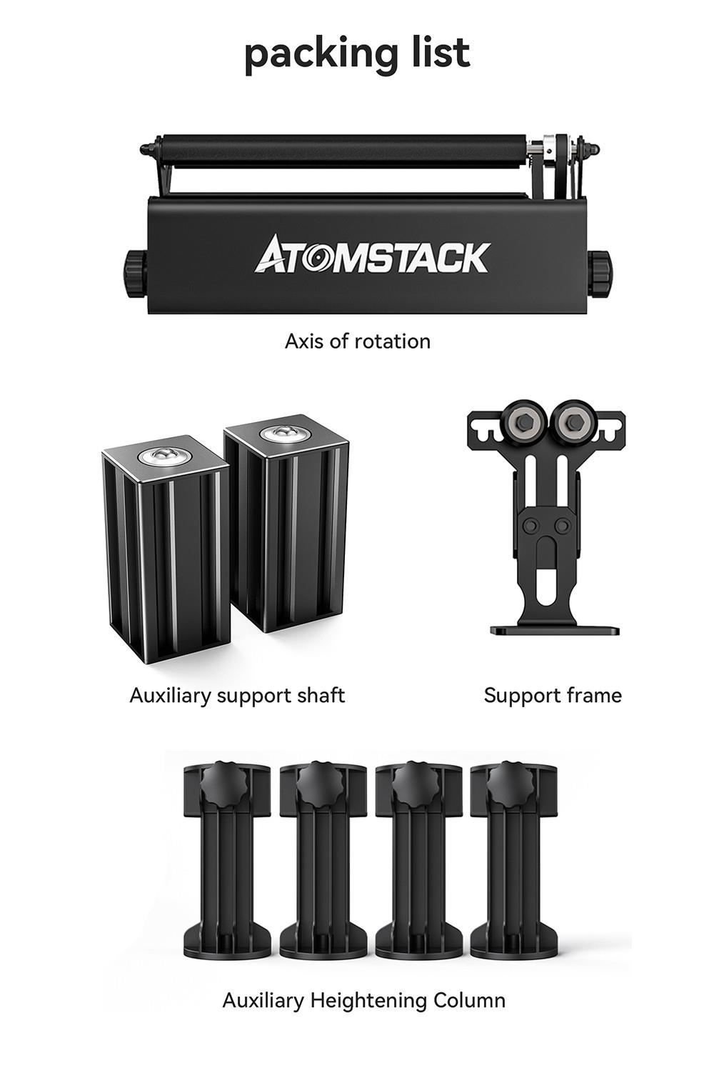 ATOMSTACK R3 Pro Rotationswalze, teilbares Trägermodul und Verlängerungstürme, 360 Grad drehbar