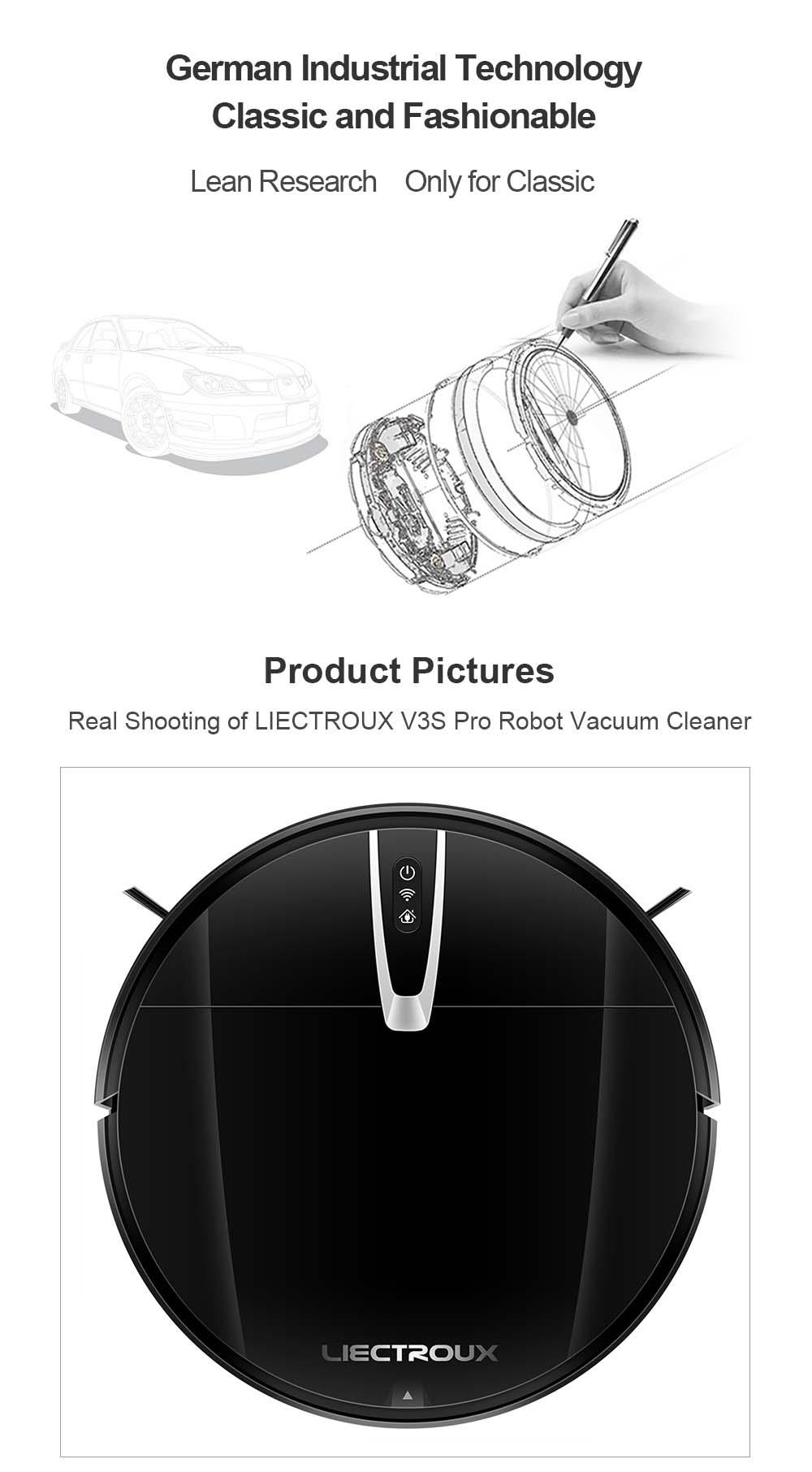 LIECTROUX V3S Pro Robot Vacuum Cleaner, 4000Pa Suction, Dry Wet Mopping, 2D Map Navigation, with Memory, WiFi App Voice