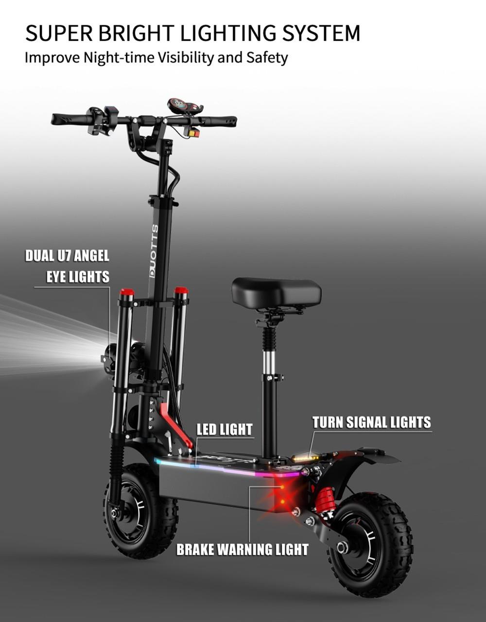 DUOTTS D88 11inch Off-Road Tires Foldable Electric Scooter - 2800W*2 Dual Motor & 60V 38Ah Battery