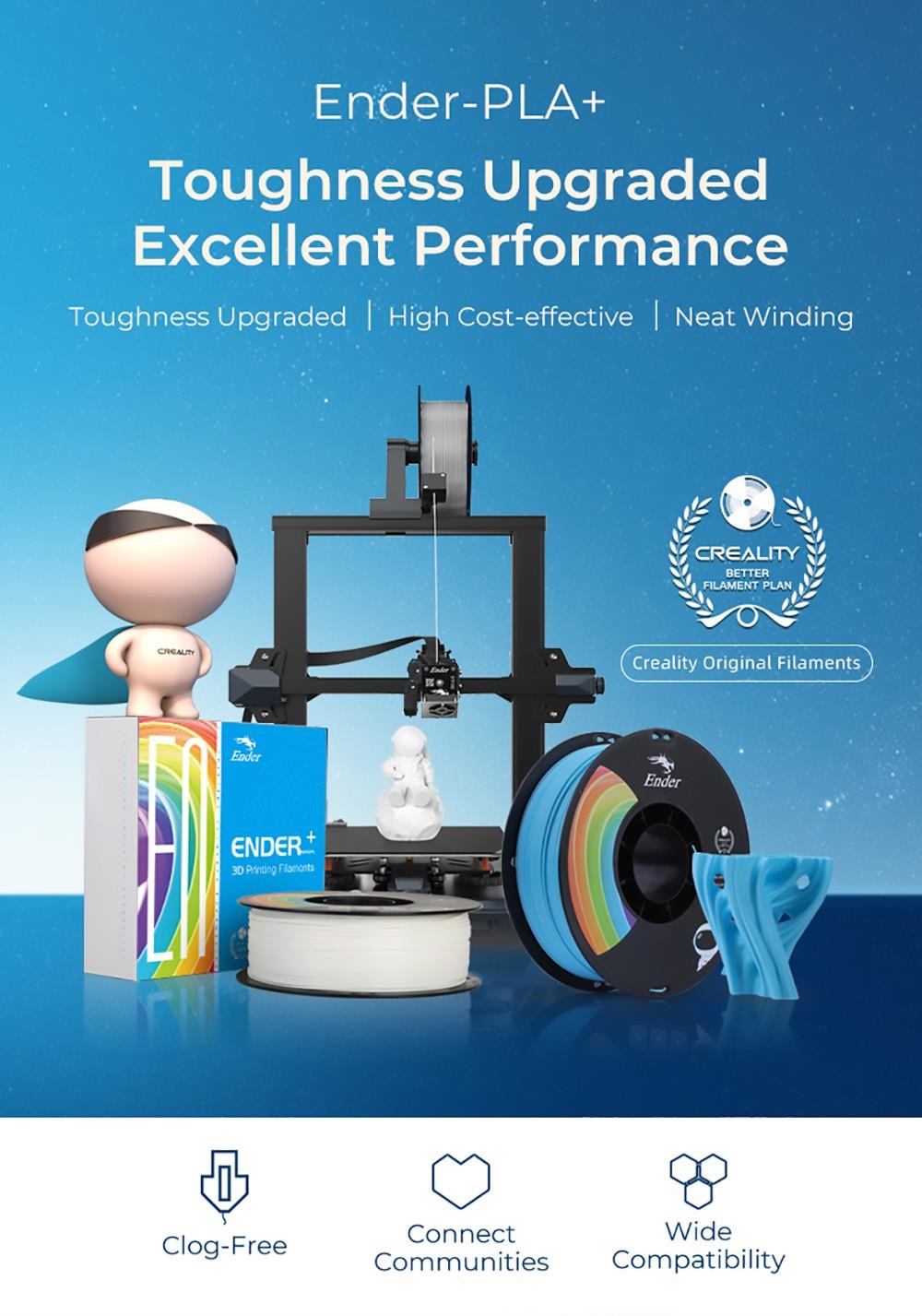 Creality Ender-PLA Ender Serie PLA Pro (PLA+) 1.75mm 3D-Druck Filament, 1kg - Weiß