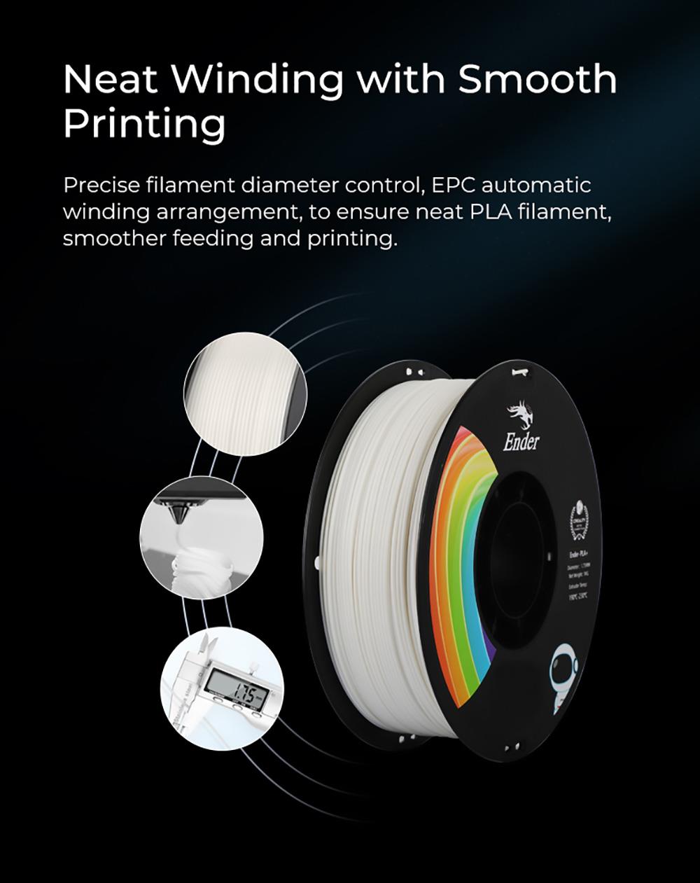Creality Ender-PLA Ender Series PLA Pro (PLA+) 1.75mm 3D Printing Filament, 1kg - Black