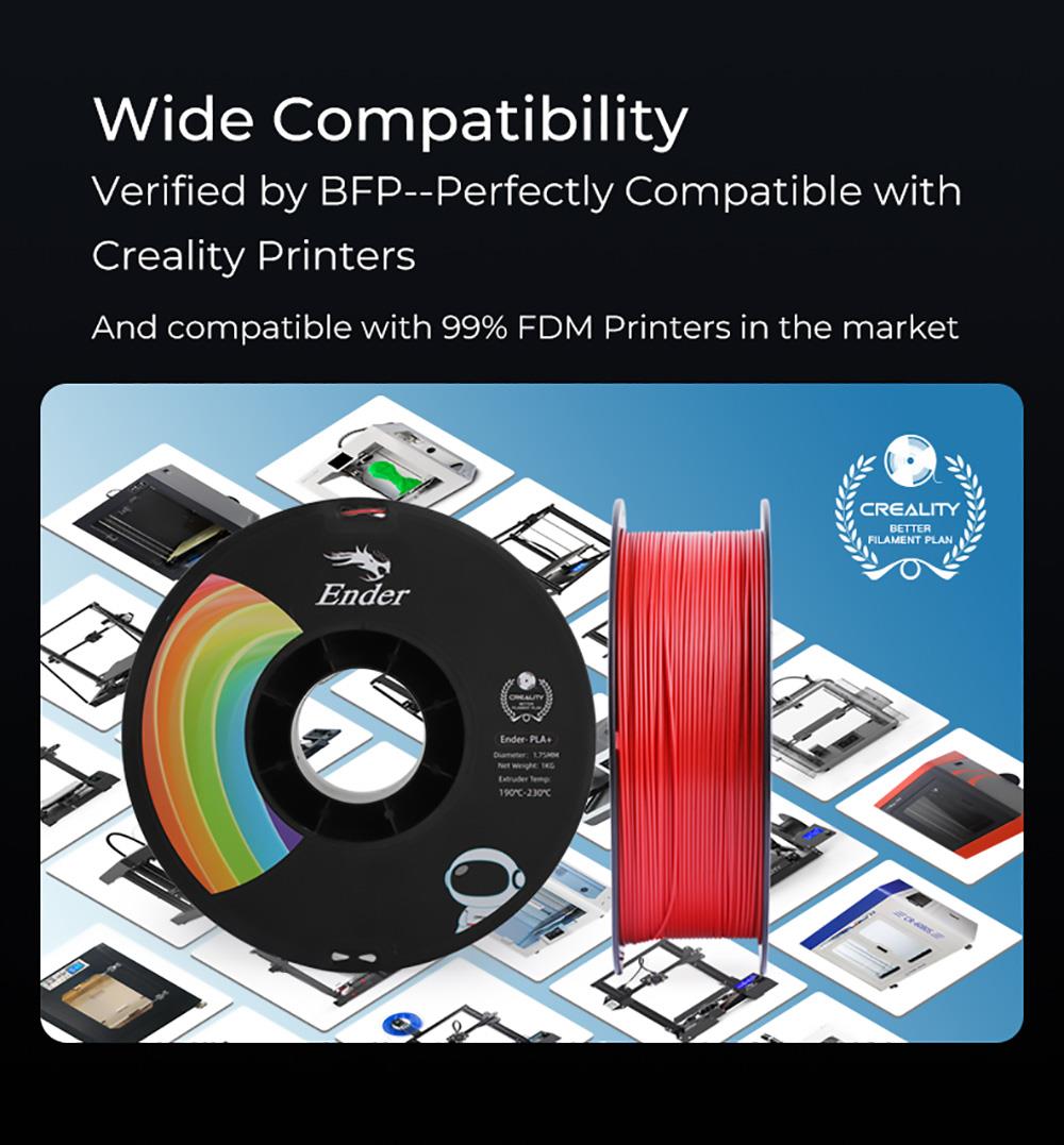 Creality Ender-PLA Ender Series PLA Pro (PLA+) 1.75mm 3D Printing Filament, 1kg - Grey