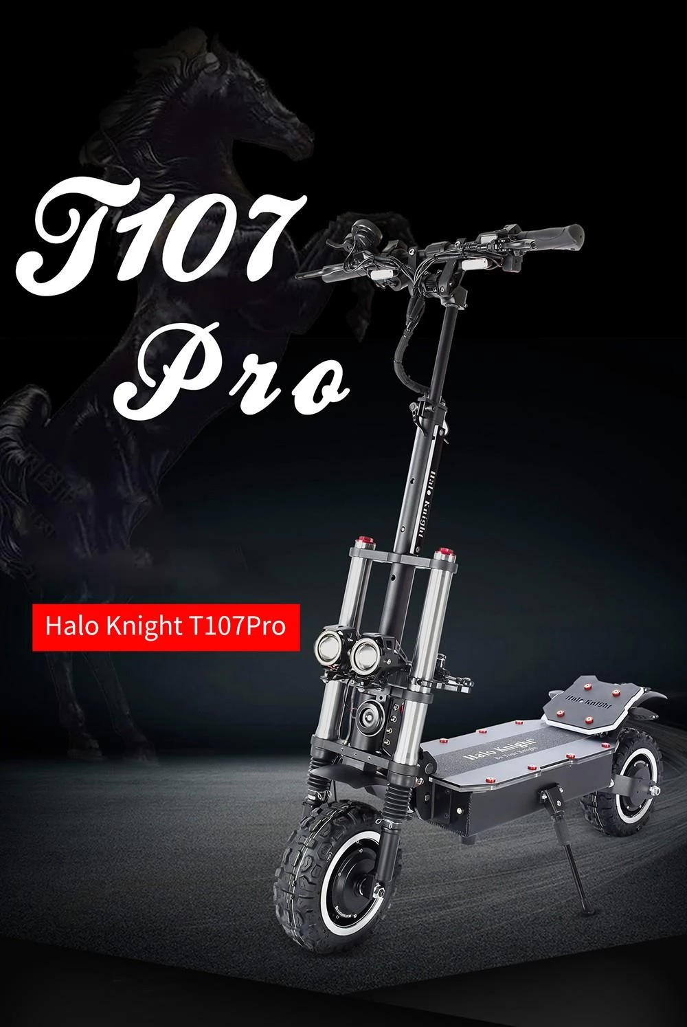 Halo Knight T107 Pro 11 Off-road Tire Electric Scooter, 3000W*2 Dual Motor, 60V 38.4Ah Battery, 95km/h Max Speed