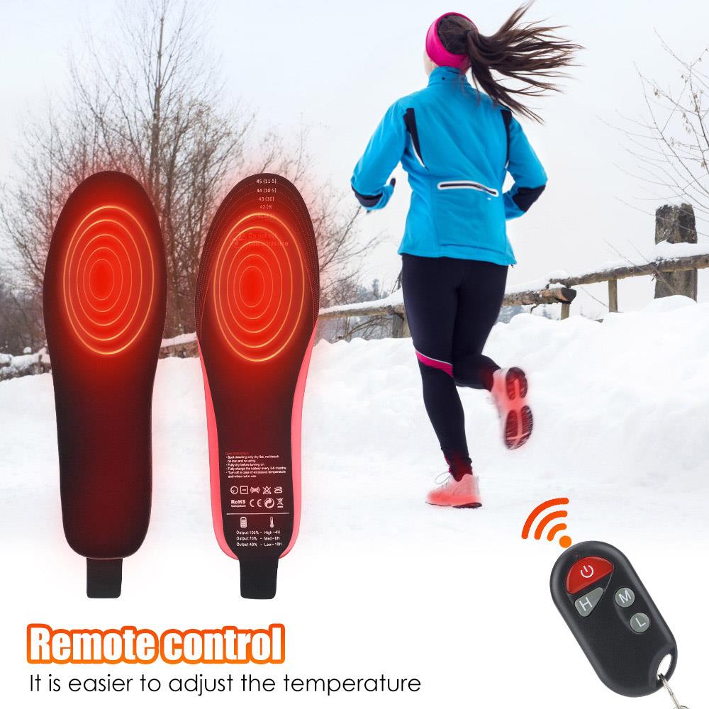 Electric Heating Insoles, 3-Speed, Temperature Control, 2100mAh Lithium Battery, Remote Control, Support Cutting