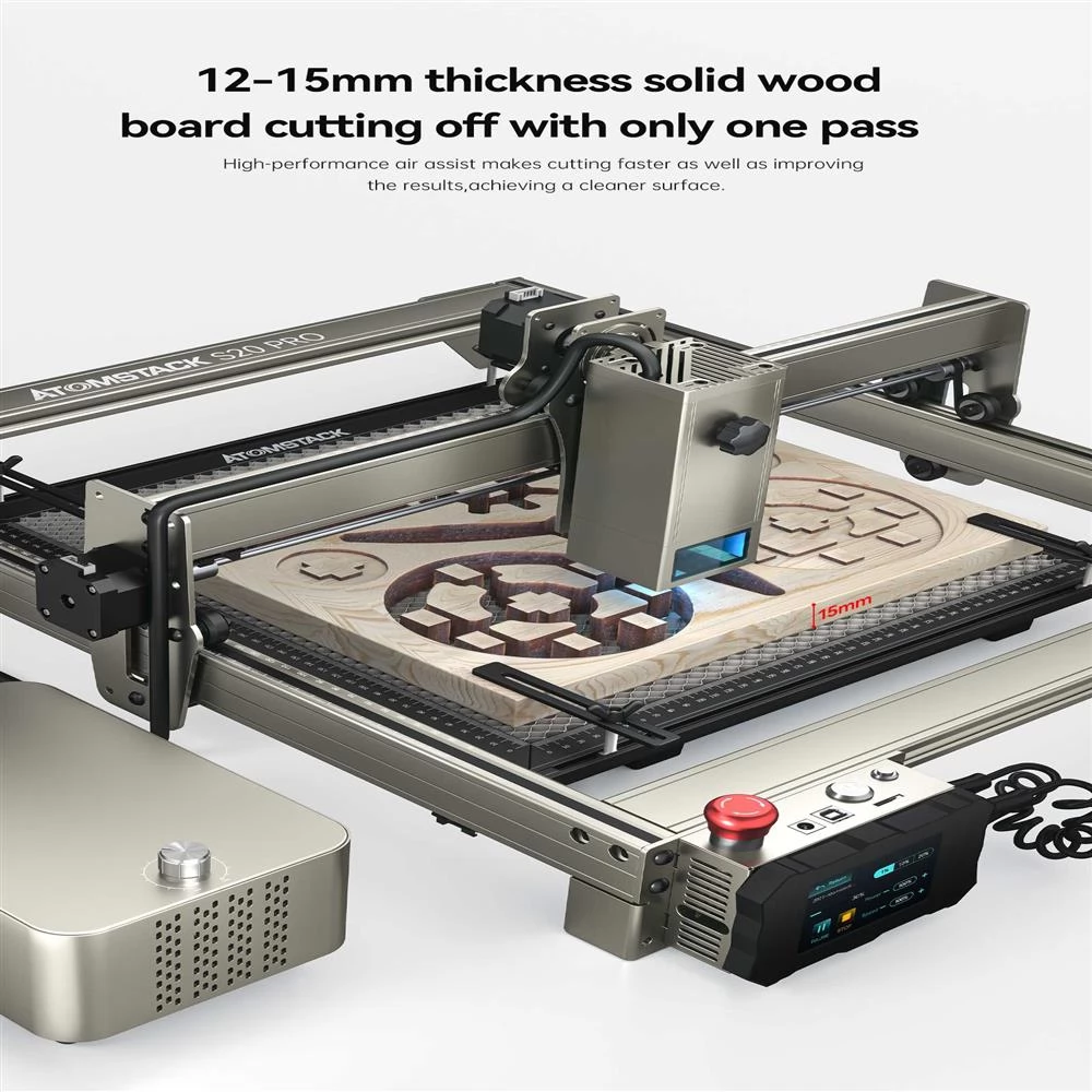 ATOMSTACK S20 Pro 20W Laser Engraver Cutter Kit, R3 Pro Rotary Roller, Honeycomb Panel, Quad-core Diode Laser, 400x400mm