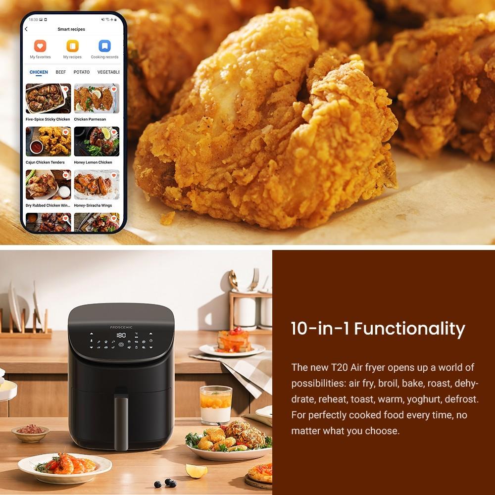 Proscenic T20 1500W Multifunctional Air Fryer, 3.5L Capacity, 12 Presets Functions, Online Recipes, Touch Display