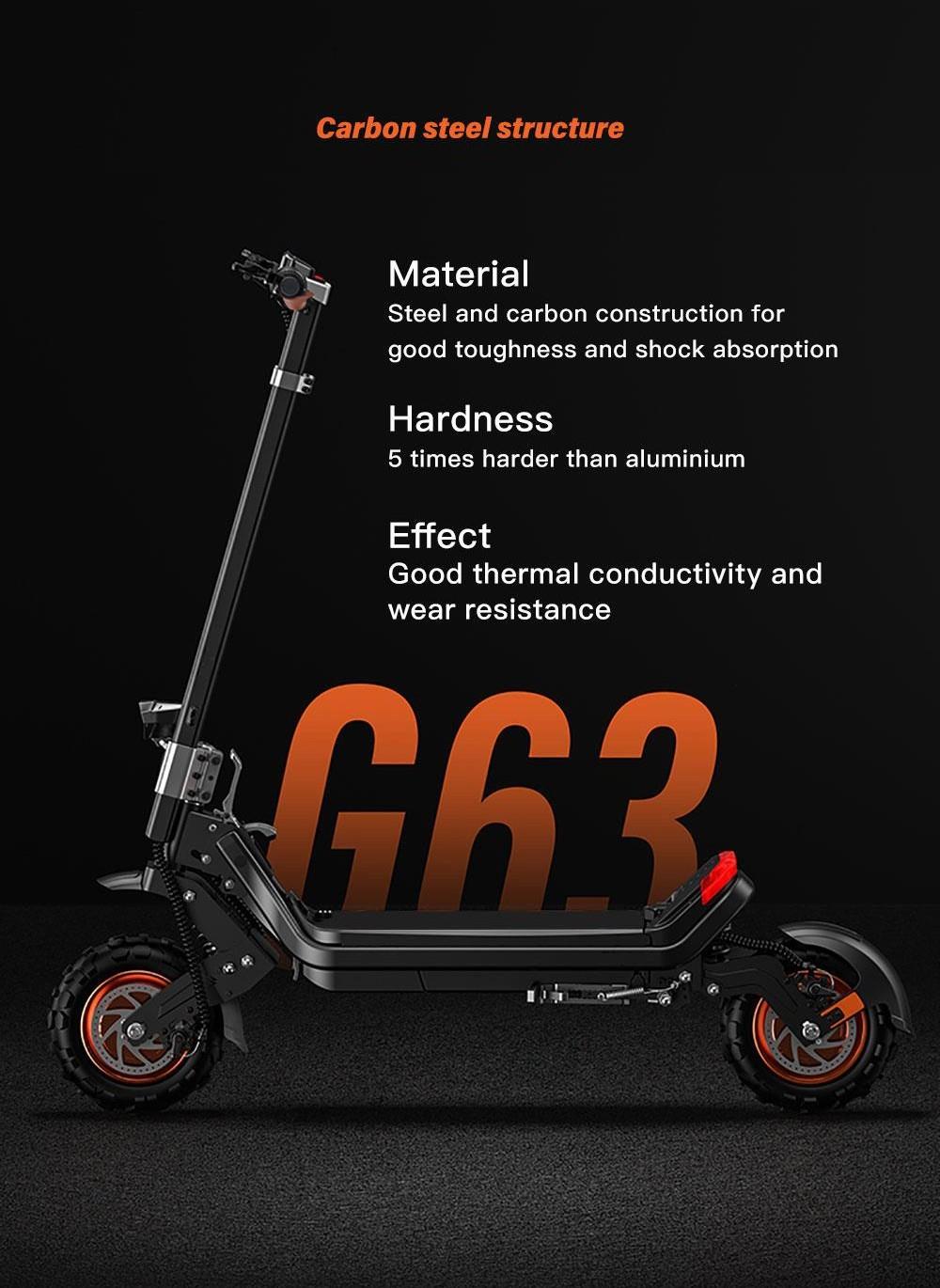 G63 Foldable Off-Road Electric Scooter, 1200W*2 Dual Motor, 48V 20Ah Battery, 55km/h Max Speed, 50km Range