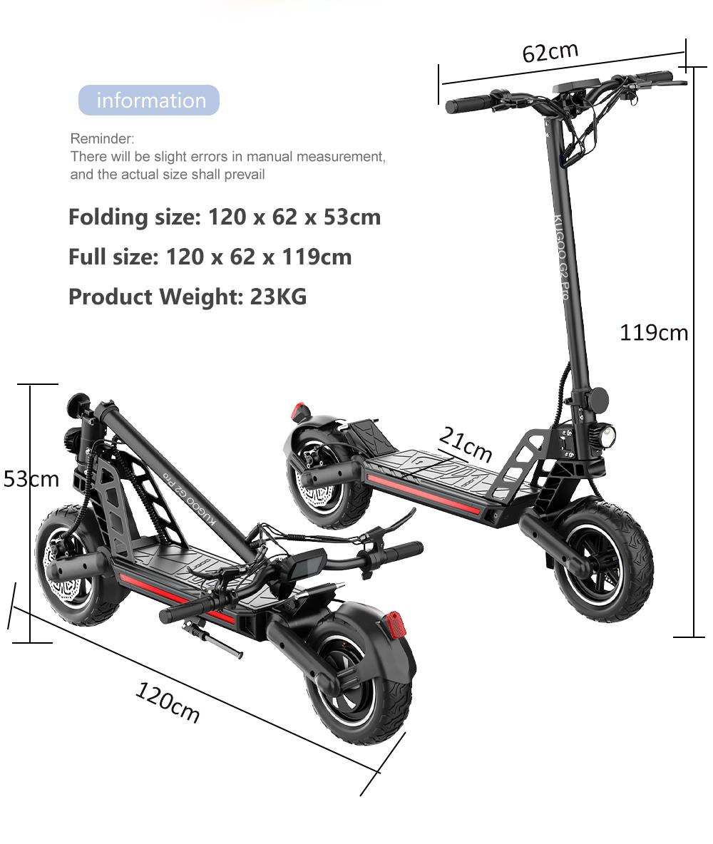 KUGOO G2 PRO Foldable Electric Scooter -800W Brushless Motor & 15Ah Lithium Battery