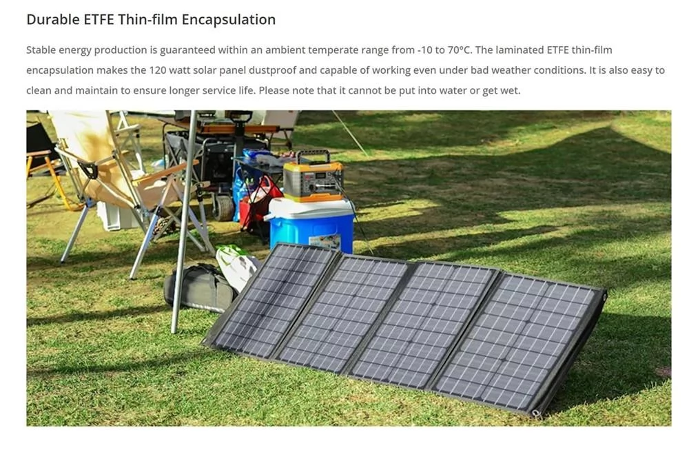FJDynamics 120W faltbares tragbares Solarpanel, 22% Energieumwandlungsrate, staubdicht, hochtemperaturbeständig