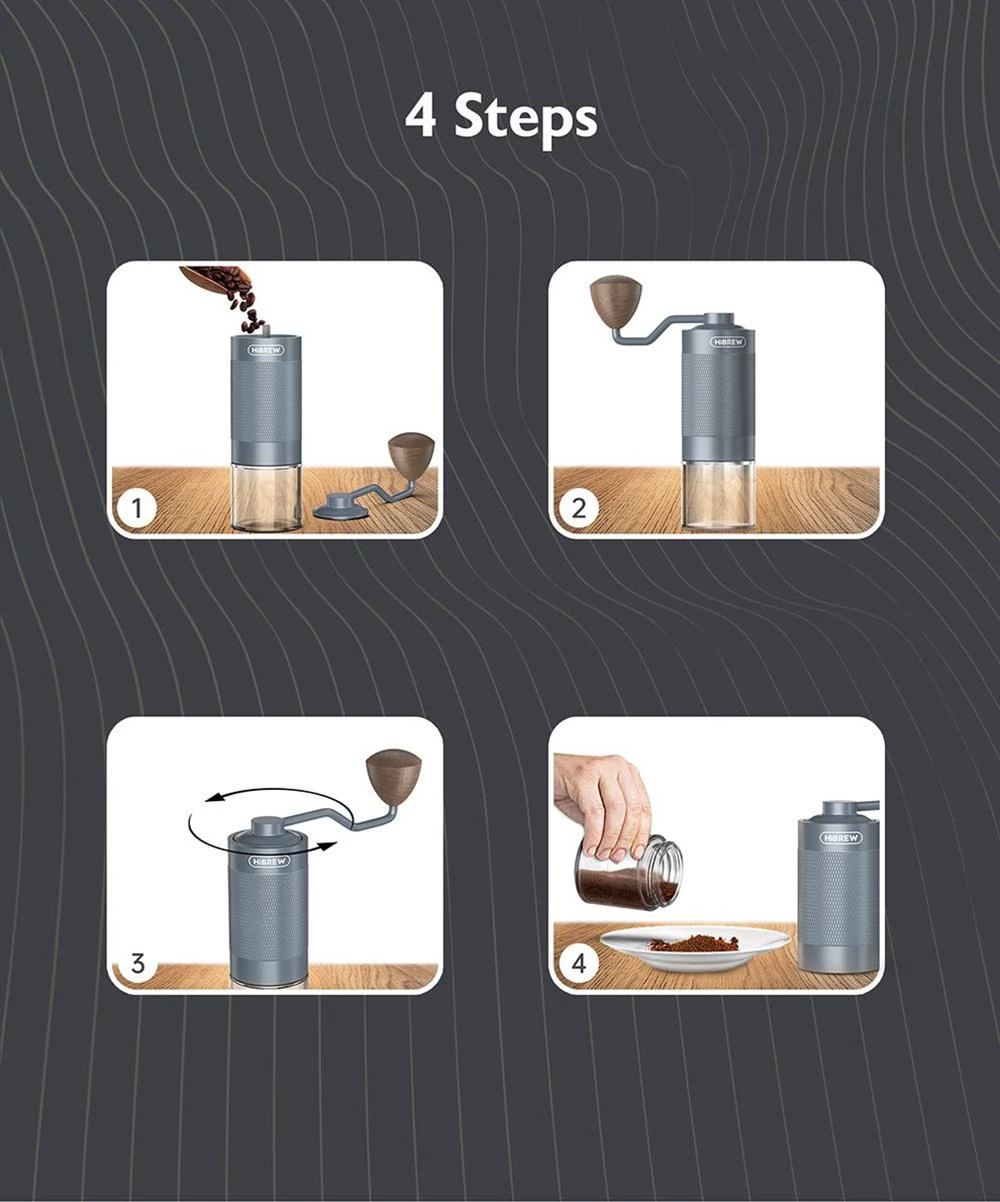 HiBREW G4 Manuelle Kaffeemühle, 18g Kaffeebohnen Kapazität