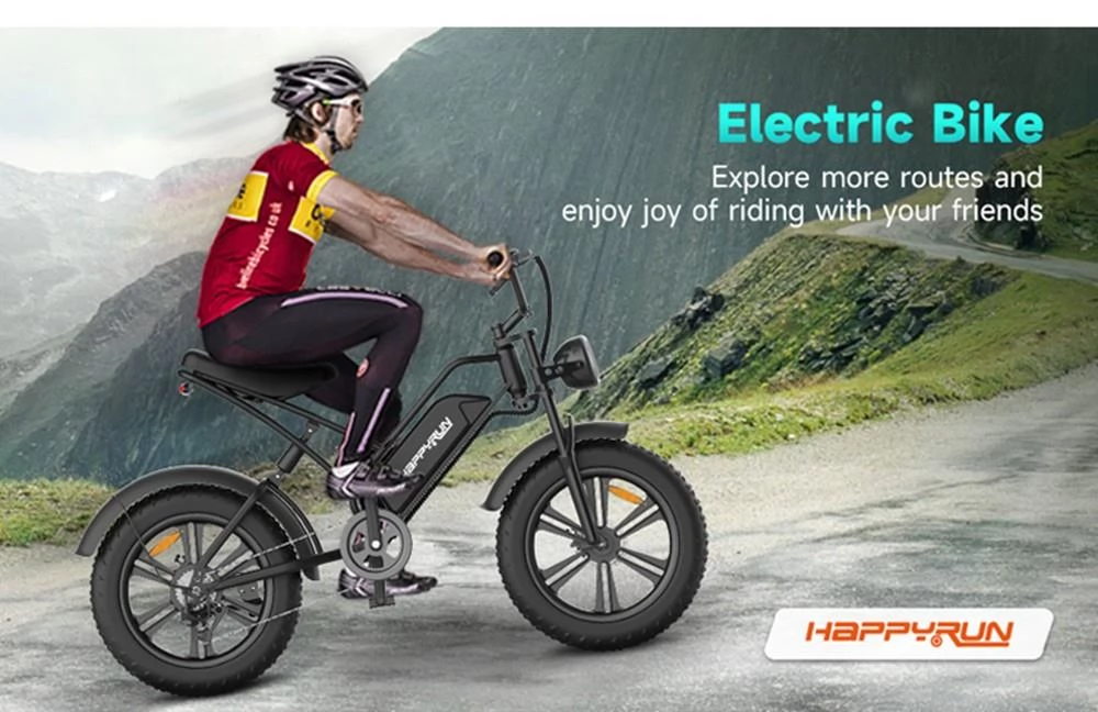 HAPPYRUN HR-G50 20 Inch Band Retro Elektrische Fiets - 750W Brushless Motor & 18Ah Lithium-ion Batterij