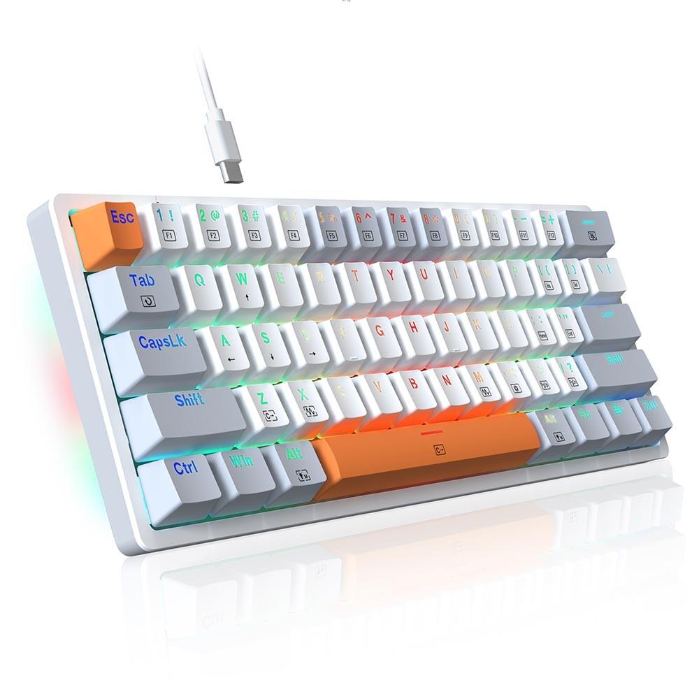 Redragon K624WGO-RGB 61-toetsen mechanisch toetsenbord, rode schakelaar, US Layout, Hot-Swappable
