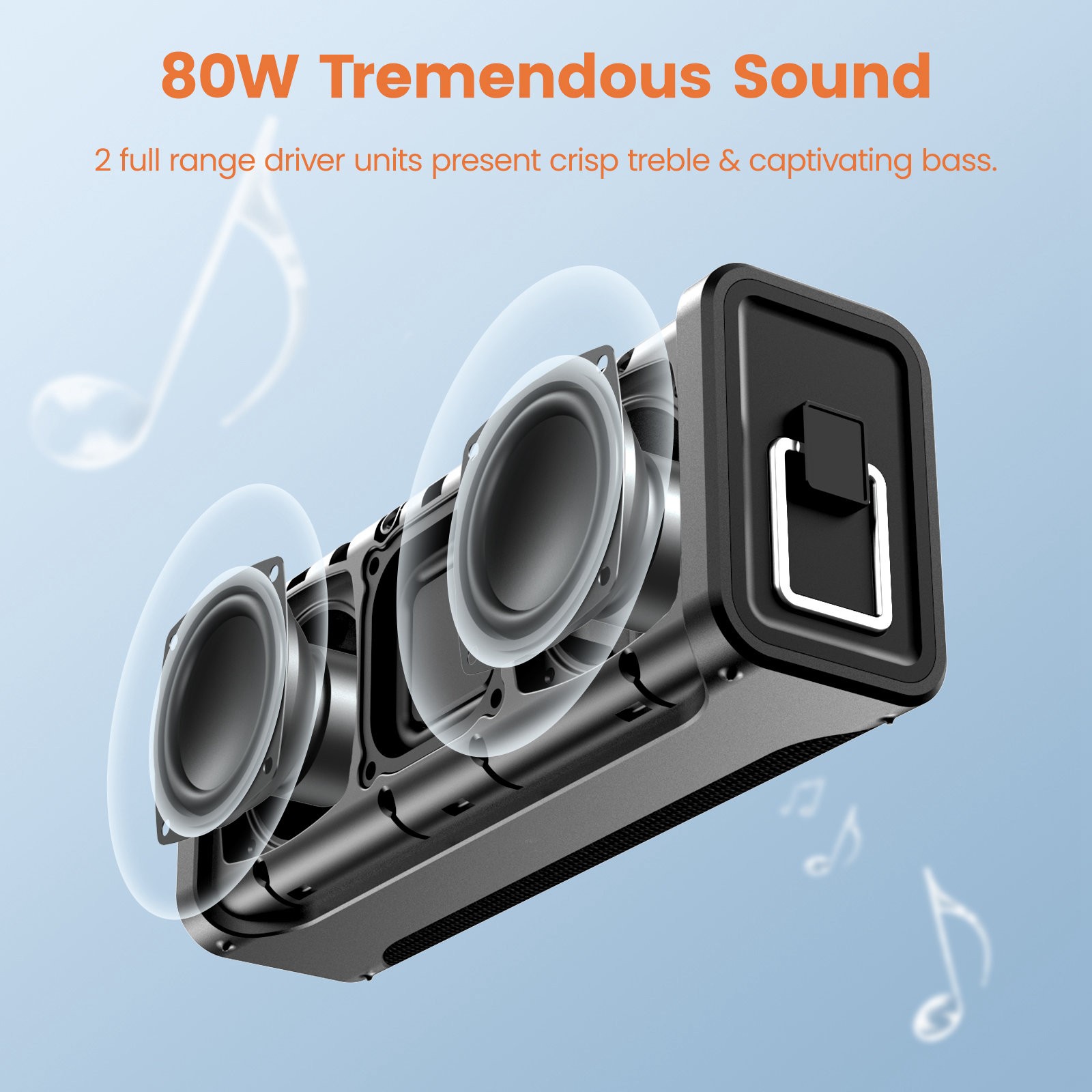 SOUNARC M1 80W IPX6 Dual Microphone Bluetooth Speaker