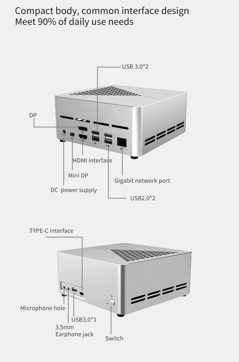RX1 Mini PC, Windows 11, G5900 Prozessor, UHD610 Grafik, 8 GB DDR4 256 GB SSD