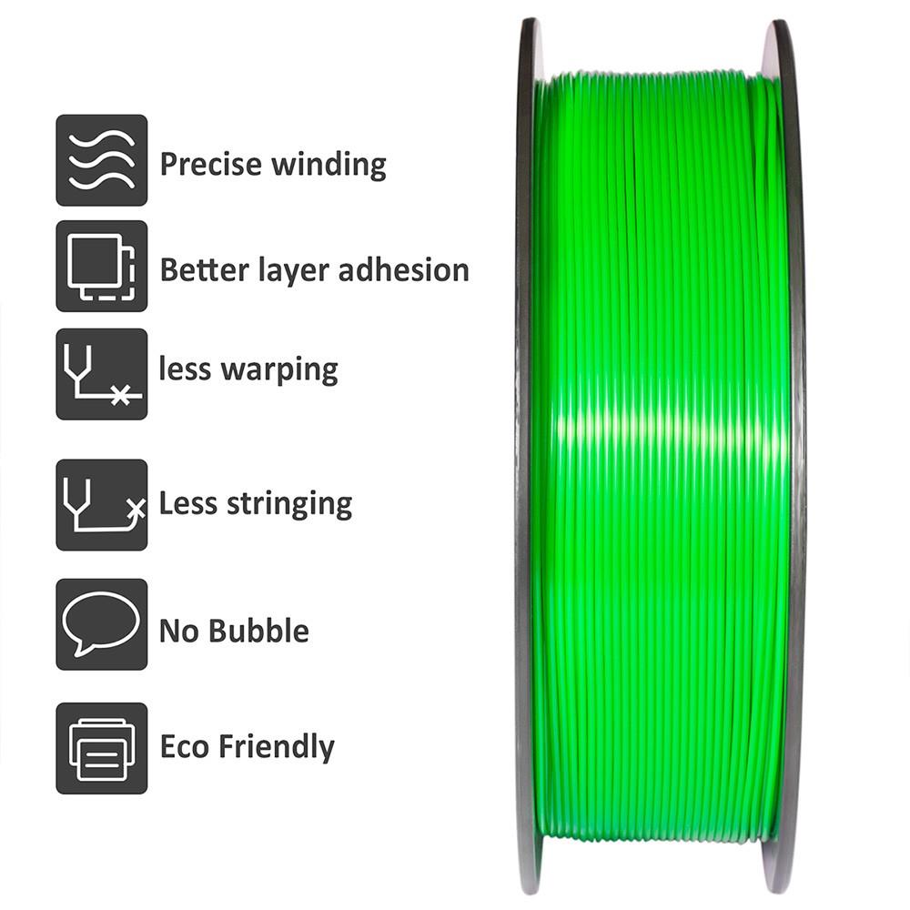 Geeetech PLA Filament for 3D Printer, 1.75mm Dimensional Accuracy +/- 0.03mm 1kg Spool (2.2 lbs) - Green