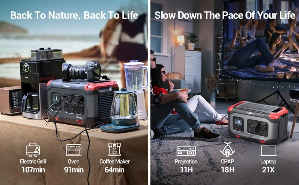 ROCKPALS RP1300 Portable Power Station, 1254.4Wh LiFePO4 Battery