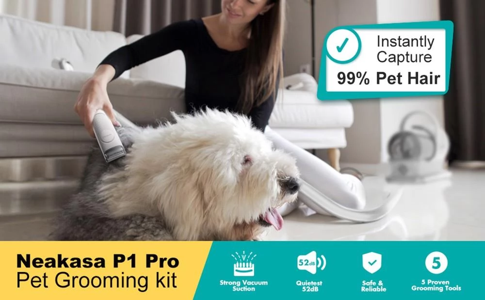Neakasa P1 Pro Dog Clipper with Pet Hair Vacuum Cleaner, Pet Hair Clipper with 5 Care Tools, 4 Combs