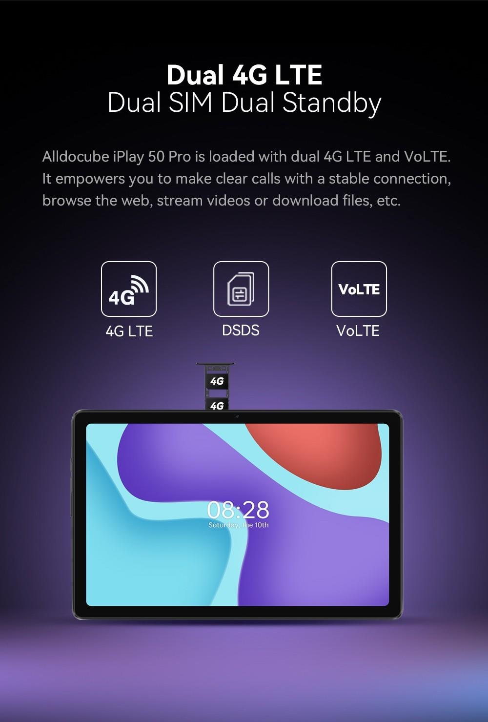 Alldocube iPlay 50 Pro 2K Tablet, MediaTek MT6789 Octa-core CPU, 8G RAM 128G ROM, Android 12, 5MP 8MP Cameras, BT5.2