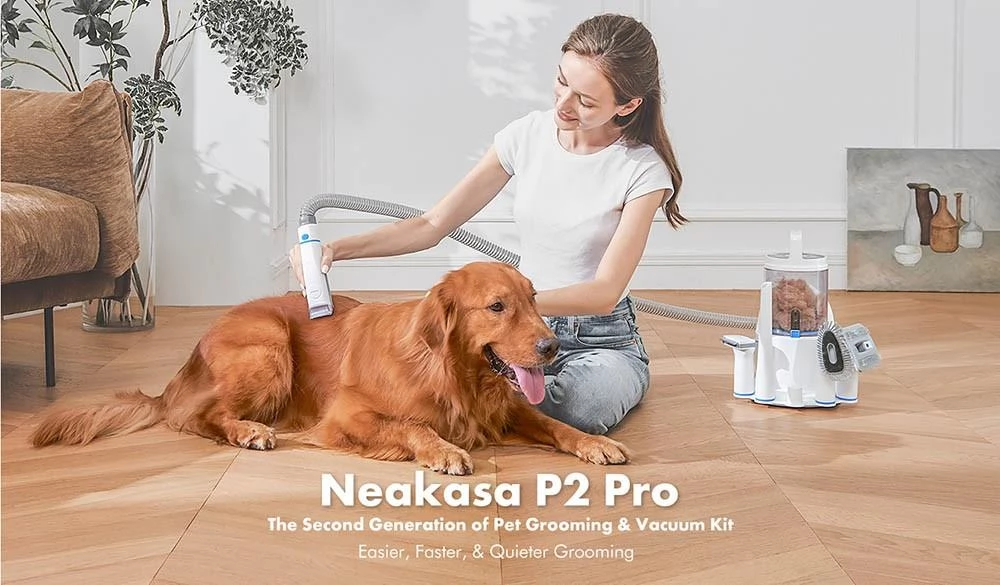 Neakasa P2 Pro Dog Clipper with Vacuum Cleaner, Professional Pet Grooming Set, Pet Hair Clipper with 5 Care Tools