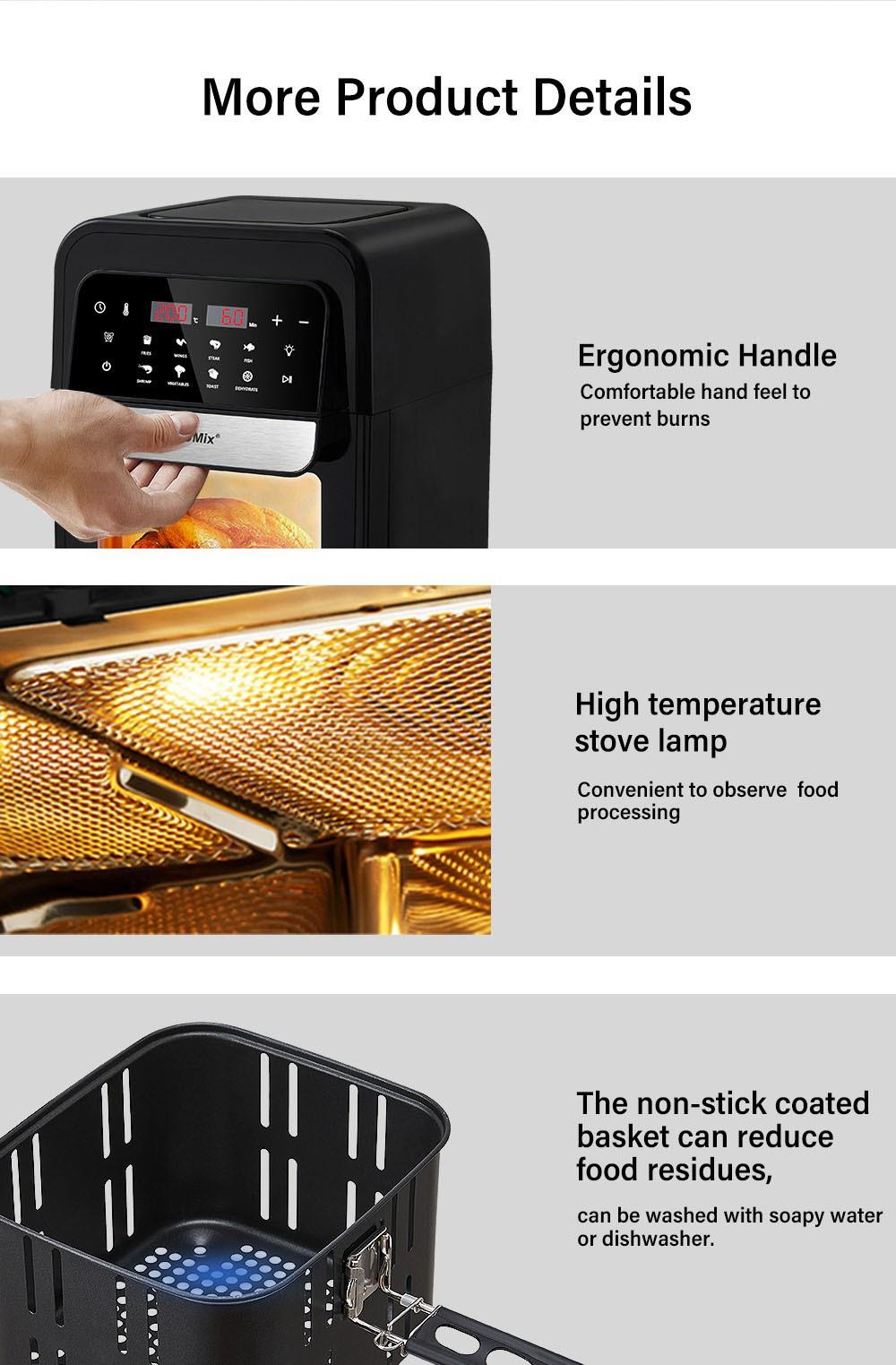 BioloMix AF536 Multifunctional Air Fryer, 1400W Electric Oven, 7L Capacity, 8 Cooking Presets, Touch Screen, 60min Timer